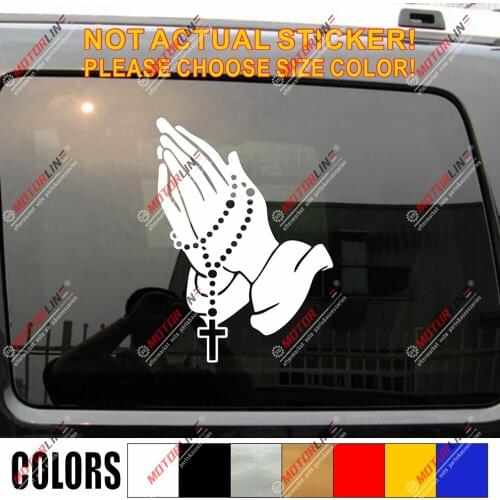 Praying Hands Rosary Beads Decal Sticker Car Vinyl Catholic Christian pick size