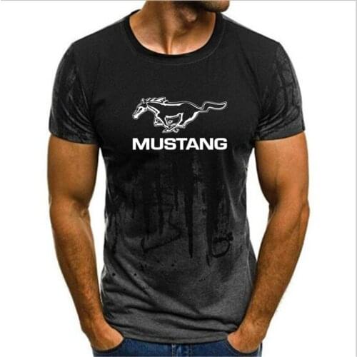 Gradient Ford Mustang T-shirt Men Gradient Color Short Sleeve Beefy Muscle Basic Tee Shirt Top tshirt Summer