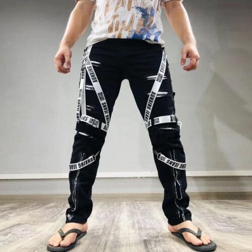 Spring Autumn Mens Jeans 2021 Skinny Slim Straight Denim Trousers Fashion Black Youth Street Pants Trend Ripped Cargo Pants