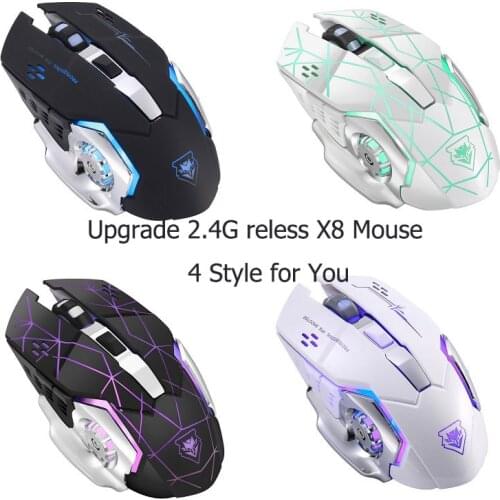 2.4Ghz Wireless Optical Computer X8 Mouse Wireless Charging Game Mouse Mute Luminous Mechanical for Gamer PC