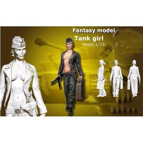 New Unassembled 1/16 120mm tank girl Front soldiers standing summer 120mm Resin Kit DIY Toys Unpainted resin model