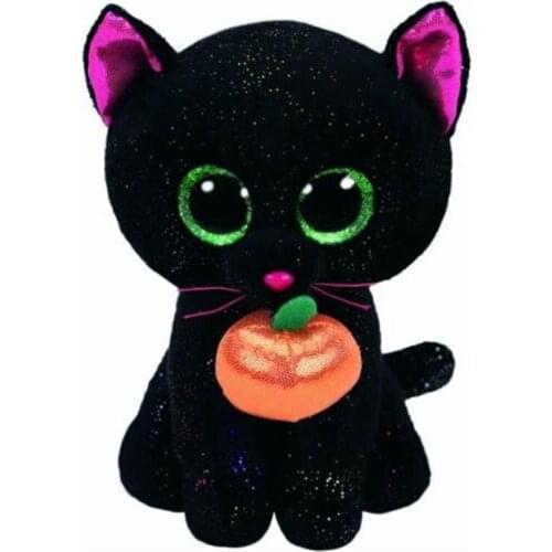 New 6"15cm TY Big Glitter Eyes Potion the Halloween Cat Plush Stuffed Animal Collectible Black Cat Toy Christmas Birthday Gift