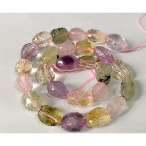 Wholesale 1of 15.5" Strand Natural Multi Gem Stone Quartz Crytal Faceted Gem Stone Nugget Beads,Genuine Gem Loose Bead For Jewel