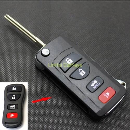 PINECONE for NISSAN Livina X-Trail Gennis Tiida Sylphy 4 Buttons Uncut Blade Modified Remote Blank Key 1 PC