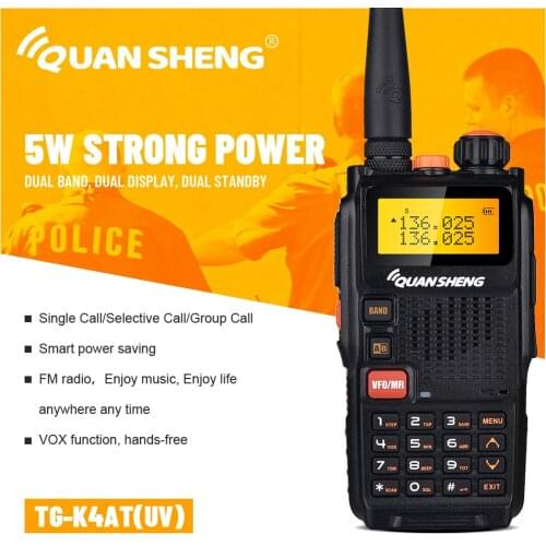 Walkie Talkie 10 KM Dual Band Ham Radio UHF VHF Band HF Transceiver Communication Radio Quansheng TG-K4AT Long Rang Communicador