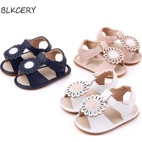 Infant Baby Girl Sandales Newborn Flowers Summer Shoes Toddler Soft Rubber Sole Footwear for 1 Year Trainers Princess Sandalen