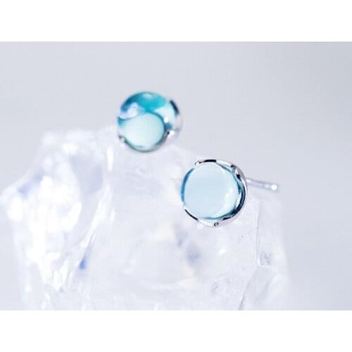 Sterling Silver Blue Earrings Crystals Fish Eyes S925 Fine Jewelry Tardoo 925 Stud Earrings Costume Jewelry On March 8