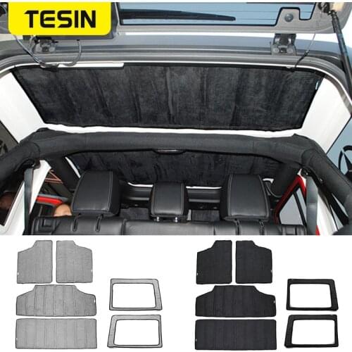 TESIN Car Interior Rear Window And Roof Mesh Hardtop Heat Insulation Cotton Kit for Jeep Wrangler JK 2012-2017 Car Styling
