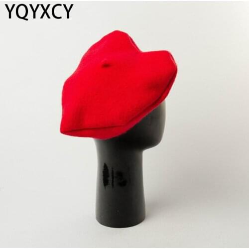 YQYXCY Wool Beret Women Hat Big Love Shape Lovely Woolen Winter Hat Fashion Design Ladies Hats Winter Beret Women Gorras Boina