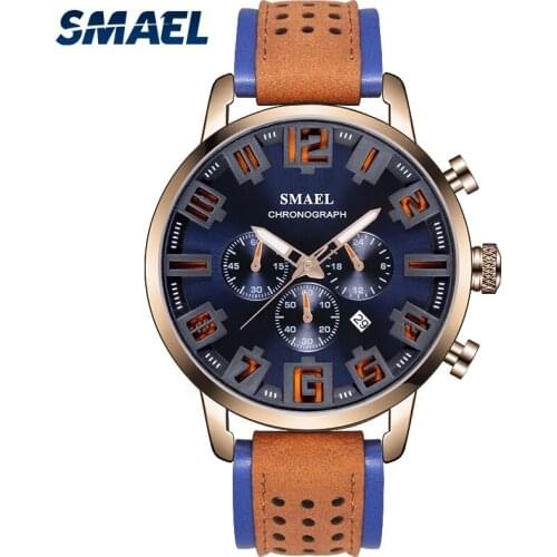SMAEL Simple Sports Fashion Mens Watches Waterproof And Shatter-Resistant Automatic Date Update Stopwatch Timer