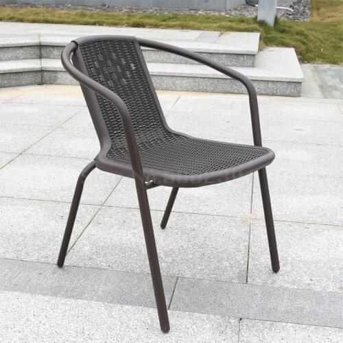 Outdoor Chair Courtyard Single Plastic Rattan Chair Stool Balcony Tea Chair Household Leisure Outdoor Garden Backrest Chair