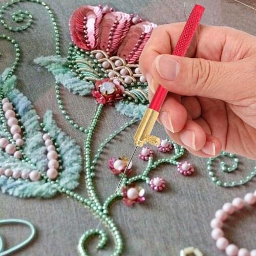 Tambour Hook with 3 Needles Sequin Beads Embroidery Beading Needle Beading Hoop Crochet Embroidery Sewing Craft Crochet Tools