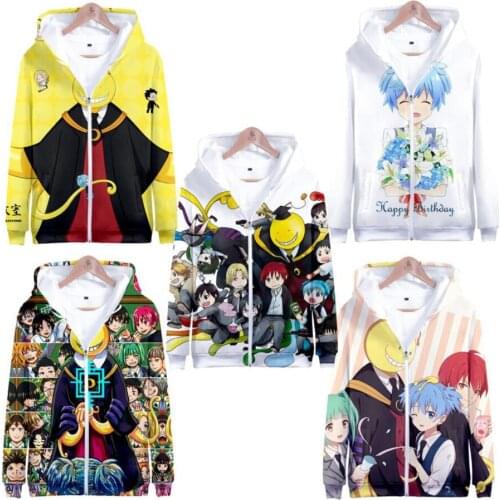 Anime Assassination Classroom 3D Print Zip Up Women/Men Hoodie Sweatshirt Cute Octopus Korosensei Cosplay Zipper Hooded Jacket