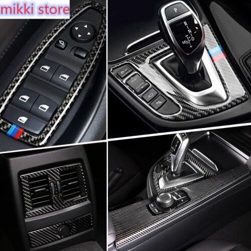 Carbon Fiber For BMW 3 4 Series 3GT F30 F32 F34 Interior Gearshift Air Conditioning CD Panel Door Armrest Cover Trim Car Sticker