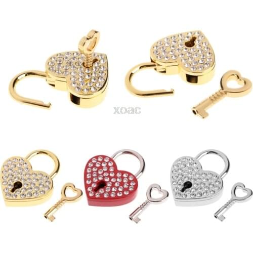 Diamonds Vintage Old Antique Style Mini Archaize Heart Padlocks Key Lock With key M13 dropship