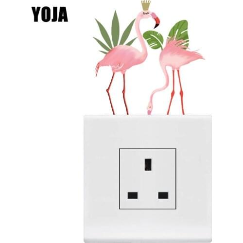 YOJA A Pair Of Beautiful Flamingos Nice-quality Decor Wall Switch Sticker Living Room Bedroom Decals 8SS1242