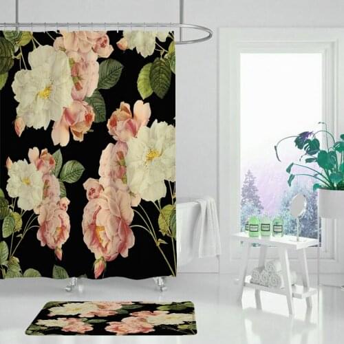 Lemon fruit flower green leafy plant shower curtain waterproof bathroom decoration with hook gift for girl and boy