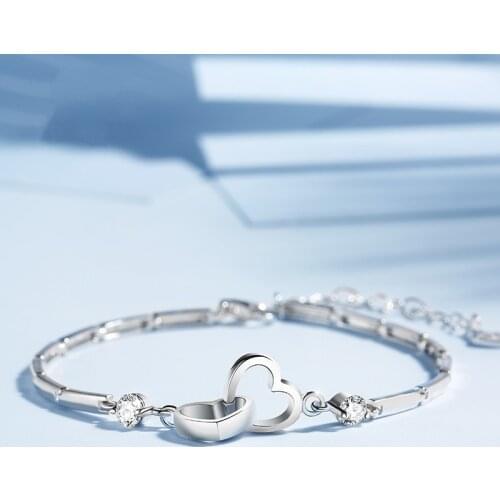 925 Sterling Silver Zircon Heart Charm Bracelet For Women Bracelets & Bangles For Female Girls Gift Pulseira Feminina sl214