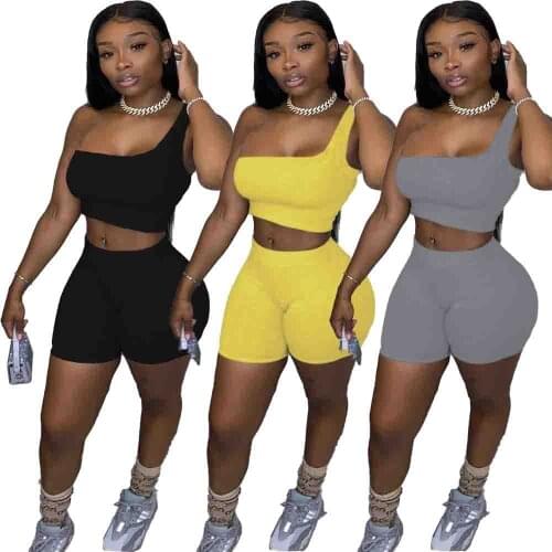 Two Piece Outfits for Women Sport Jumpsuits Workout Tank Tops and Short Pants Tracksuit Set Loungewear