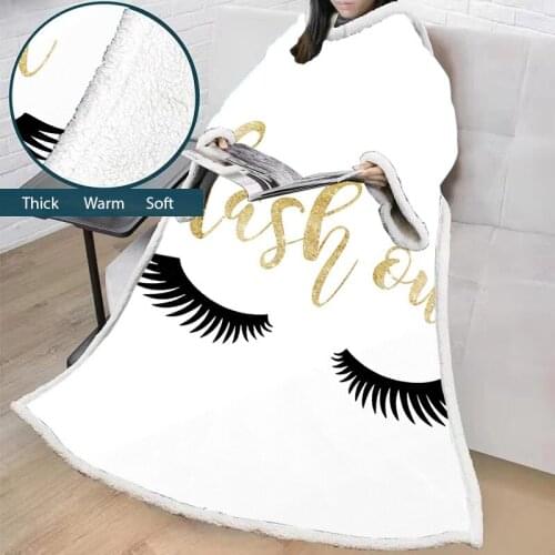 Winter Lazy Home Warm TV Blanket Unicorn Cotton Plush Thickened Flannel Sweater with Sleeves Mens and Womens Home Clothes