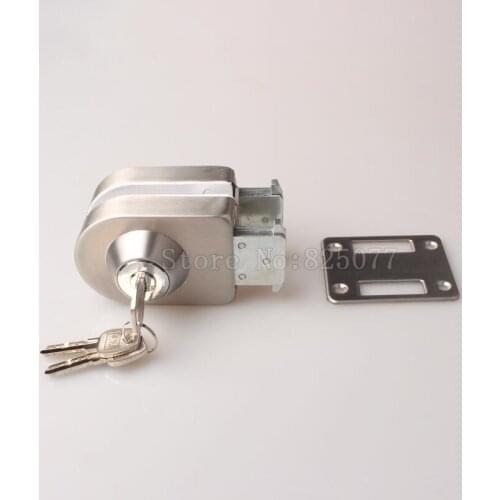 Frameless glass door lock glass to wall single door double unlock stainless steel office door lock with 3pcs keys JF1468