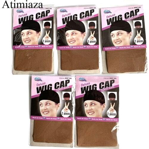 10 Pieces (5 packs) wig cap Brown Beige Coffee Nylon Wig Caps Hair Wig Nets Stretchable Elastic Hair Net Vendor Wholesale