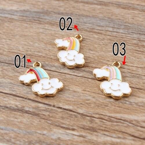 11*17mm KC Gold Rainbow Clouds Charms Korean Earrings Pendant DIY Accessories For Handmade Jewelry Bracelets Necklace 100pcs