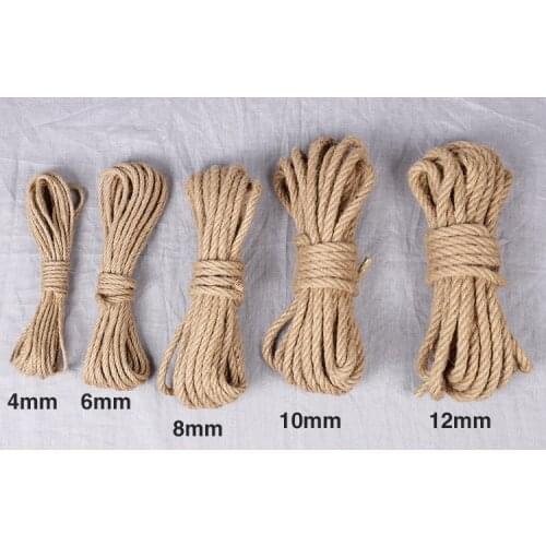 4mm-12mm 10M Natural Burlap Jute Twine Cord Hemp Retro Rope String DIY Handmde Craft Gift Packing Wedding Home Decorative Cords