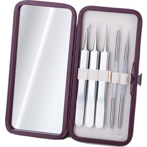 5PCS/Set Blackhead Remover Tool Needles for Squeezing Acne Tools Spoon for Face Cleaning Comedone Extractor Pore Cleaner
