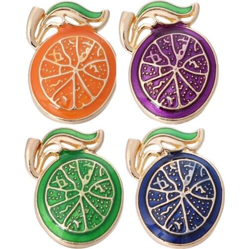 5pcs/lot New Gold 18mm Snap Button Jewelry Oil Painting Lemon Snap Buttons Fit Snap Bracelet Bangles Button Jewelry