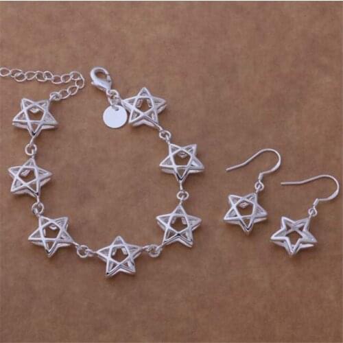 AS366 Hot Sale Silver Plated Color Jewelry Sets For Women Wholesale High Quality Classic Earring 477 + Bracelet 161