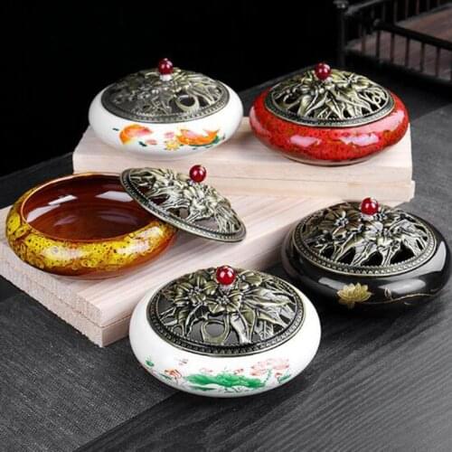 Big Size Celadon Aroamtherapy Burner Coil Incense Holder Floral Pattern Sandalwood Incense Burner for Indoor Use Home Decor