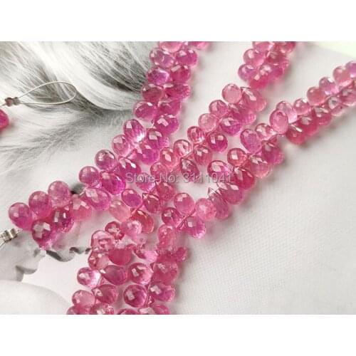 AA loose beads pink sapphire faceted drop 5-7mm 17cm for DIY jewelry making FPPJ wholesale beads nature