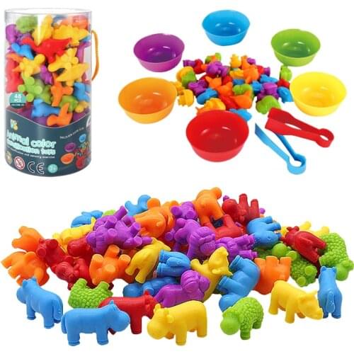 Kid Rainbow Matching Game Animal Cognition Rainbow Color Sort Fine Motor Training Montessori Sensory Education Puzzle Toy Gift