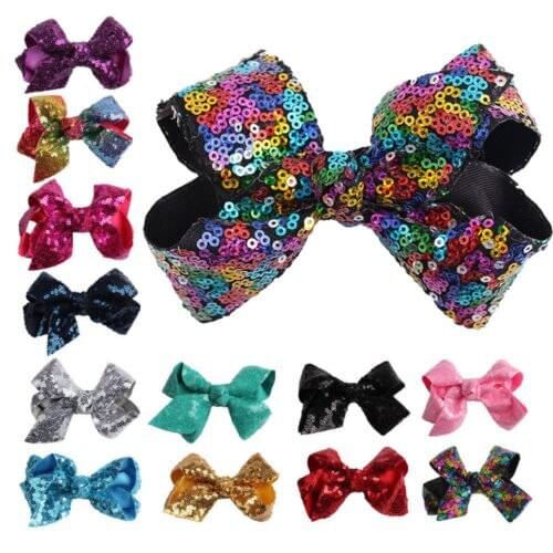 12cm Toddler Baby Kids Girl Large Hair Bows Sequin Clips Headwear Xmas Gift