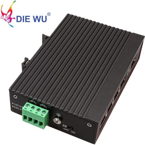 DIEWU 5 Port Industrial Ethernet Network Switch 10/100m Signal Strengthen DIN Rail Type