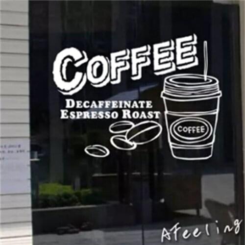 Coffee drink store window decoration shop name advertising sign sticker advertising poster wall sticker
