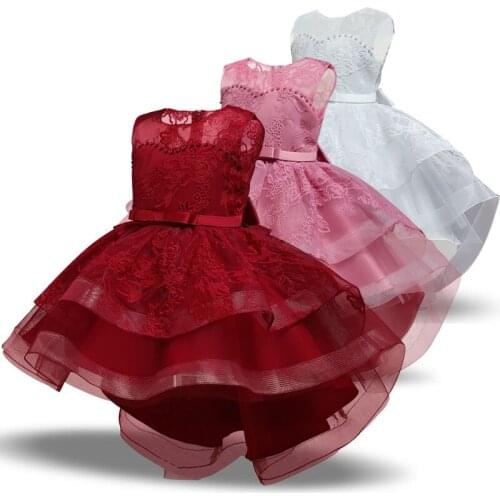 Lace Frocks Flower Girl Wedding Gown Dress Kids Dresses for Girl 4-10 Year Birthday Party Elegant Children Girl Princess Dress