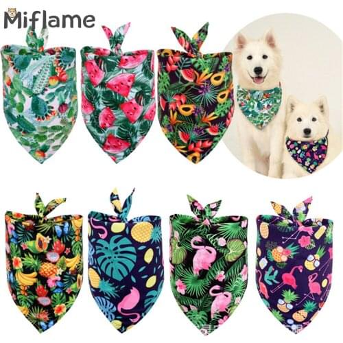 Miflame 2021 New Dog Bandana Summer Fruits Dog Bibs For Puppy Scarf Beagles Doberman Bibs Cartoon Pet Bandana Cute Dogs Triangle