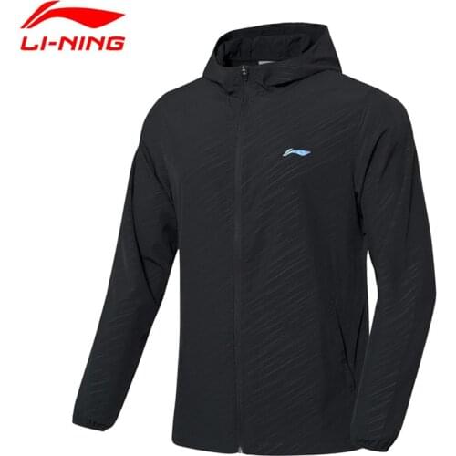 Li-Ning Men Badminton Windbreaker Breathable 91.1% Polyester 8.9% Spandex Regular Fit LiNing Sports Coat AFDP483 COND19