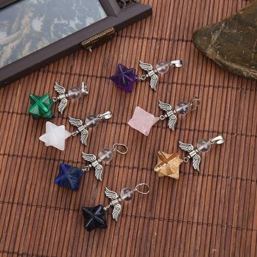 Natural Crystal Stone Glamour Mercaba Octagonal Star Pendant Jewelry Making DIY Necklace Bracelet Earring Jewelry Accessories