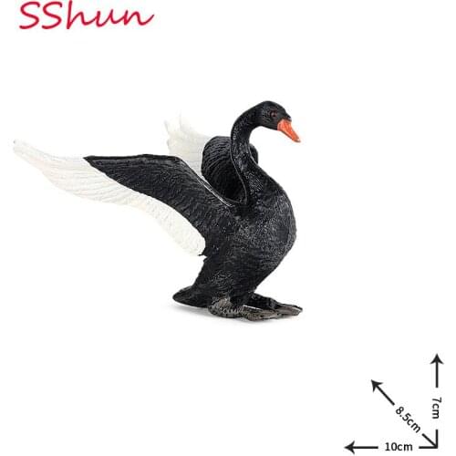 New Collection Simulation animal model solid poultry ranch geese black swan white swan children toy scene decoration