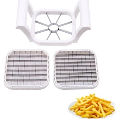 Newest 3 In 1 Stainless Steel French Fry Cutter Great Kitchen Tools Manual Potato Shredder Multifunction Vegetable Fruit Slicer