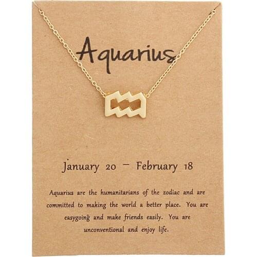 New 12 Constellation Aquarius Pendant Necklaces Virgo Necklace Birthday Gifts Message Card for Women Girl Jewelry