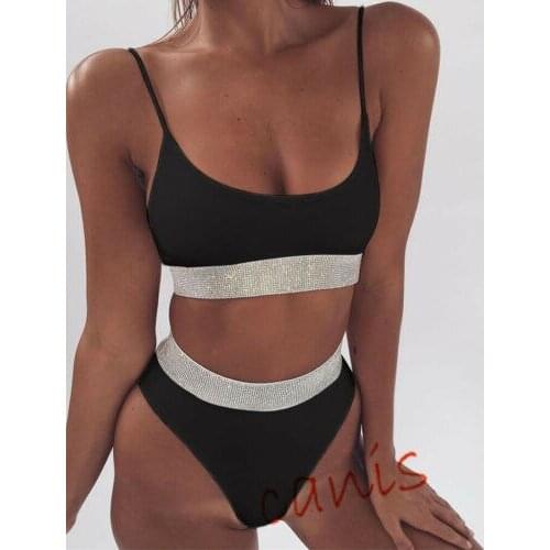 New Ladies Push Up Padded Swimwear Women Sequins Bikini Set Swimsuit Bathing Flicker edge Beachwear