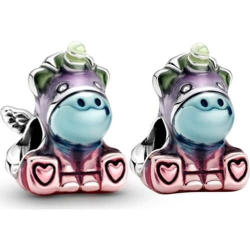 New cute Rainbow Unicorn With Winged Charming Unicorn Baby, DIY Fine Bracelets Bangles Gift Jewelry Direct Shipment