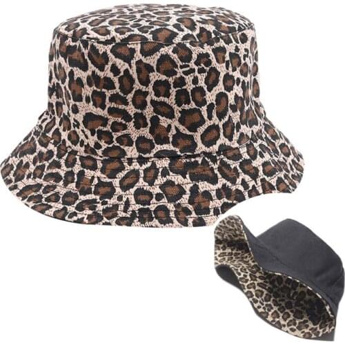 Women Bucket Hats Fashion Leopard Print Summer Spring Casual Bucket Hats Lady Solid Fisherman Hat Girls Gift Femme