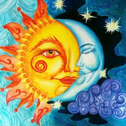 Moon with Sun Full Square Mosaic Painting Drill Resin Embroidery 5D Diy Diamond Painting Handmade Cross Stitch Kit Crafts