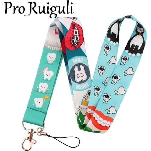 Prevention of Cavities Teeth Cartoon Art Key Chain webbings ribbons Neck Strap for Phone Keys ID Card Cartoon Lanyards