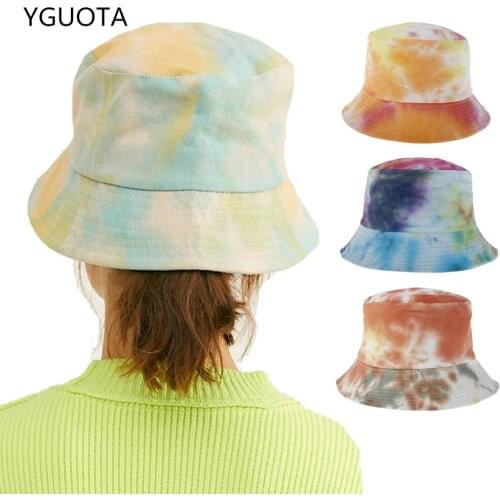 2021 Spring And Summer New Tie-Dye Bucket Hat Ladies Folding Fashion Hat Sun Hat Panama Hat